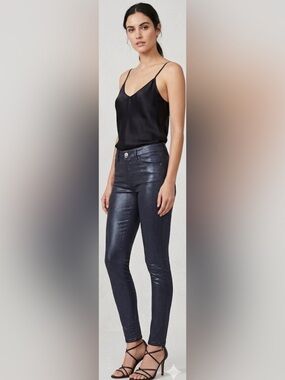White House Black Market Black Coated Skinny Jeans size OR 25-26 waist